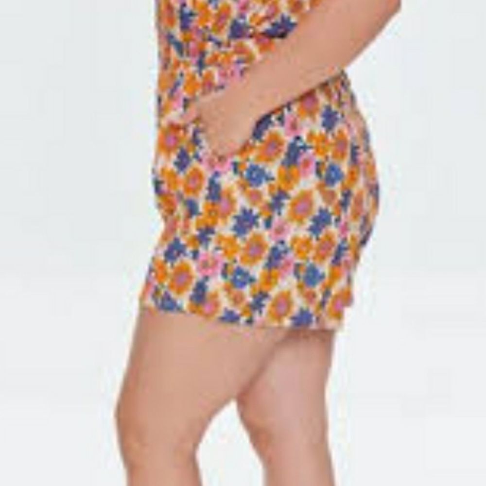 Forever 21 Floral Orange and Blue Loungewear Shorts 1X